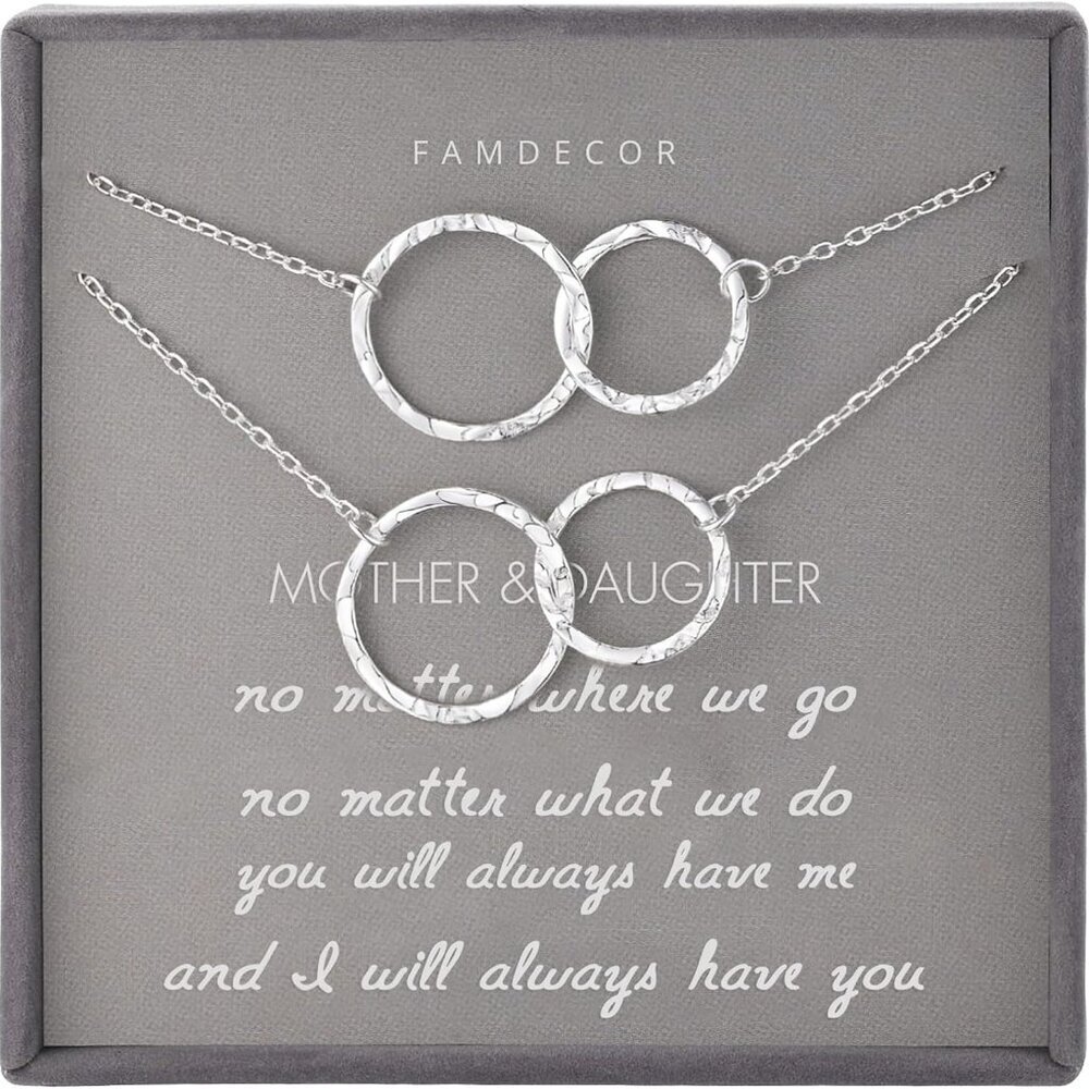 Sterling Silver Interlocking Circle Necklace Set … - image 1
